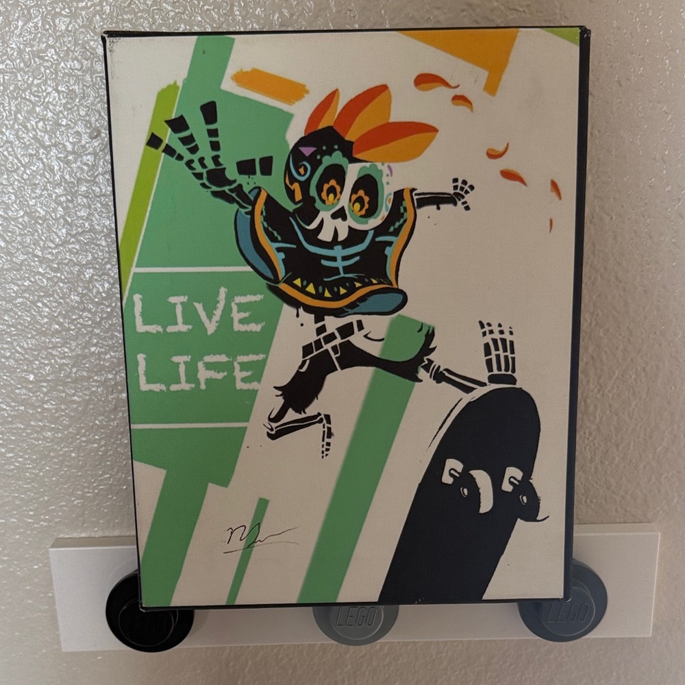 Live Life Skateboard Art Print in Green, Black, Orange